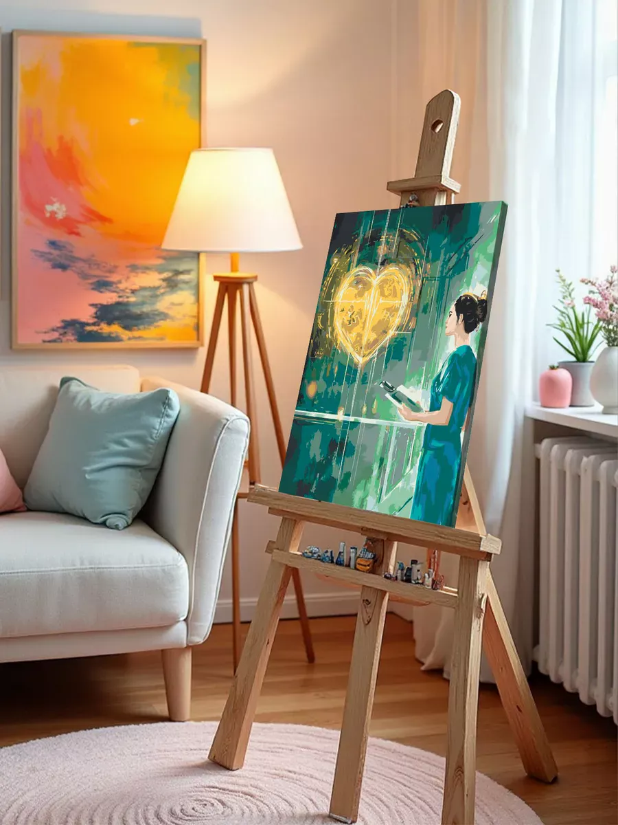 Картина по номерам «Медицина: девушка врач и сердце арт» — картинка 10