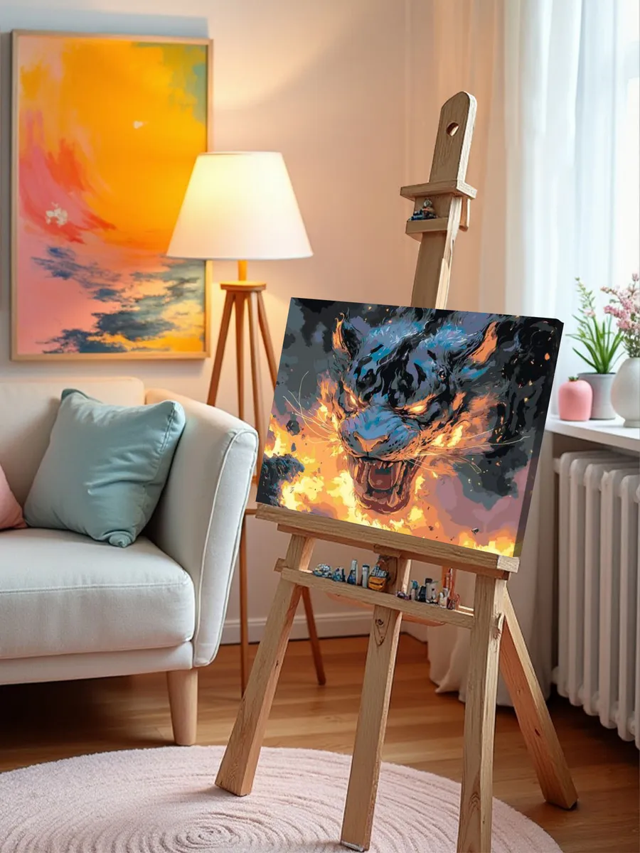 Картина по номерам «Животные: волшебный тигр в стиле аниме» — картинка 10