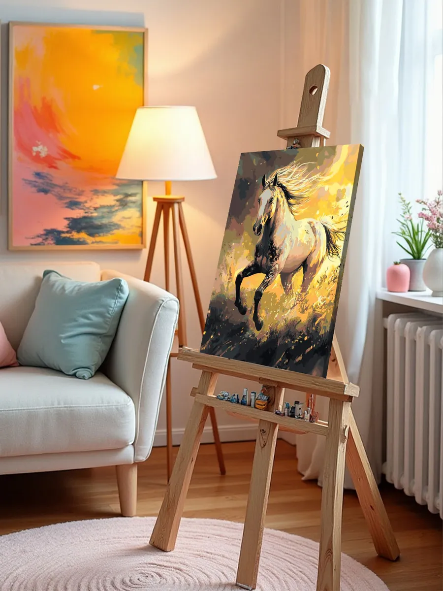 Картина по номерам «Животные: конь в реке, солнце, лошадь» — картинка 10