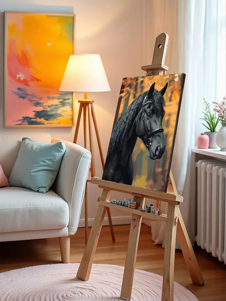 Картина по номерам «Животные: лошадь и лес осенью, портрет» — картинка 10