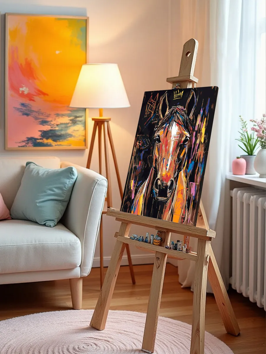 Картина по номерам «Животные: лошадь и корона, граффити арт» — картинка 10