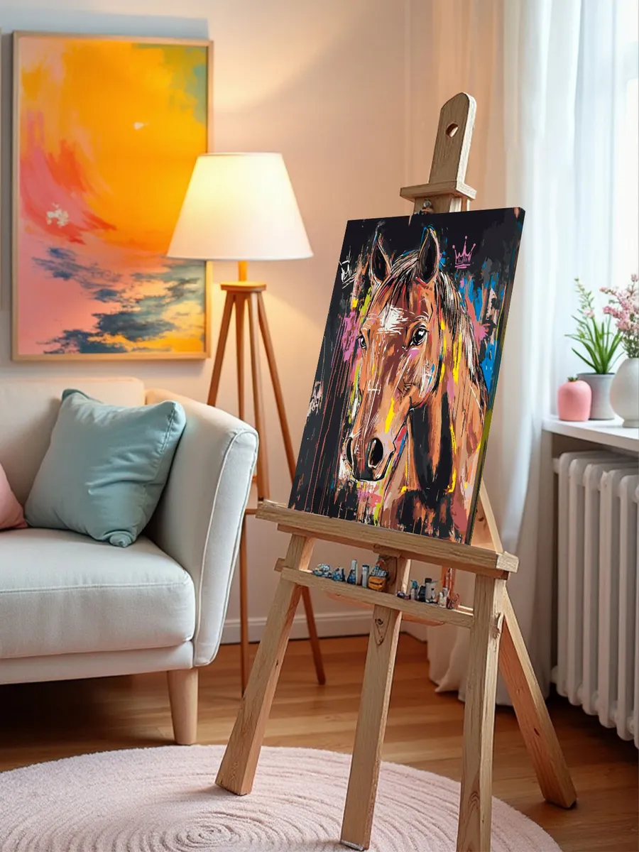 Картина по номерам «Животные: лошадь и корона, граффити арт» — картинка 10