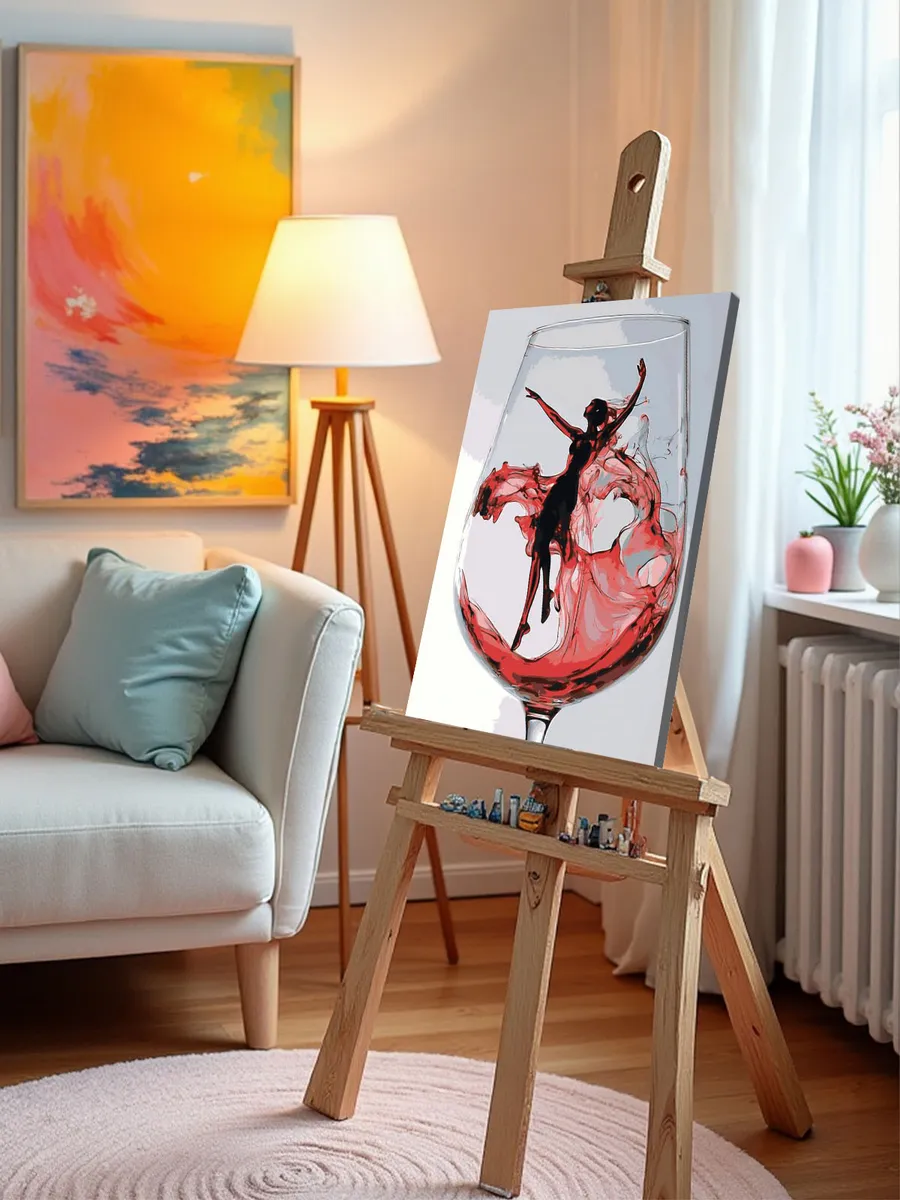 Картина по номерам «Красное вино и девушка в бокале, арт» — картинка 9