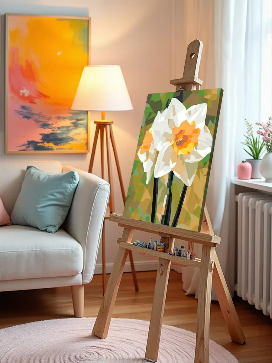 Картина по номерам «Цветы: нежные нарциссы арт, весна» — картинка 10