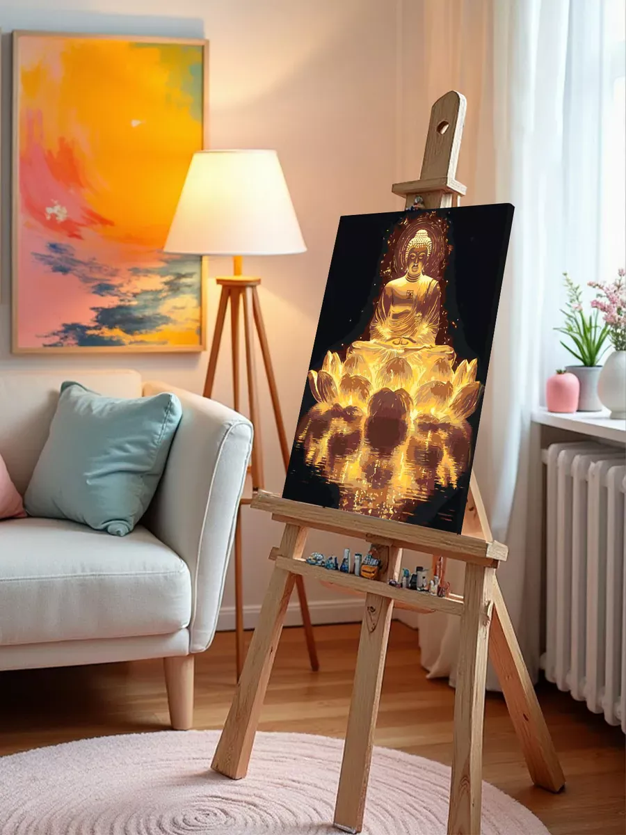 Картина по номерам «Религия Буддизм: статуя Будды, лотос» — картинка 10