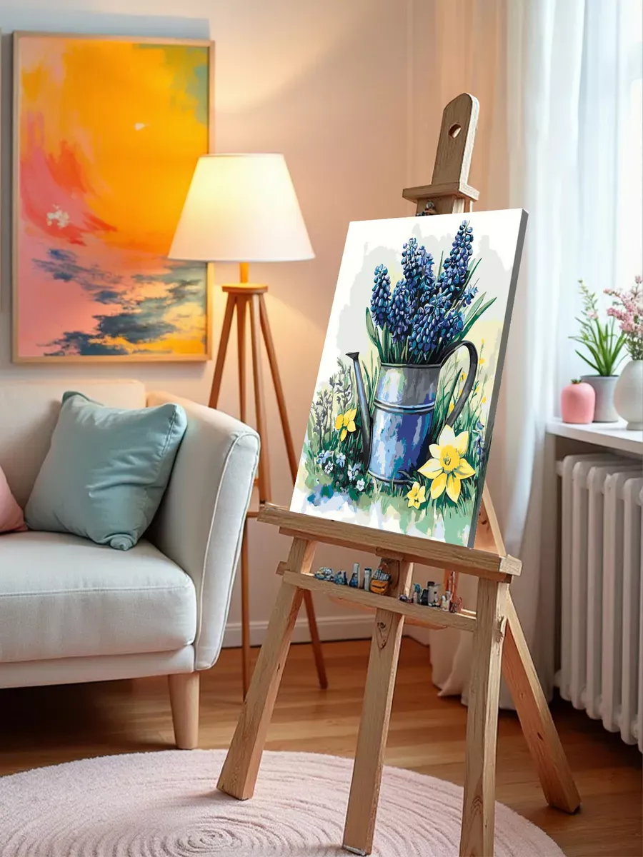 Картина по номерам «Цветы: нарциссы и мускари, весна» — картинка 10