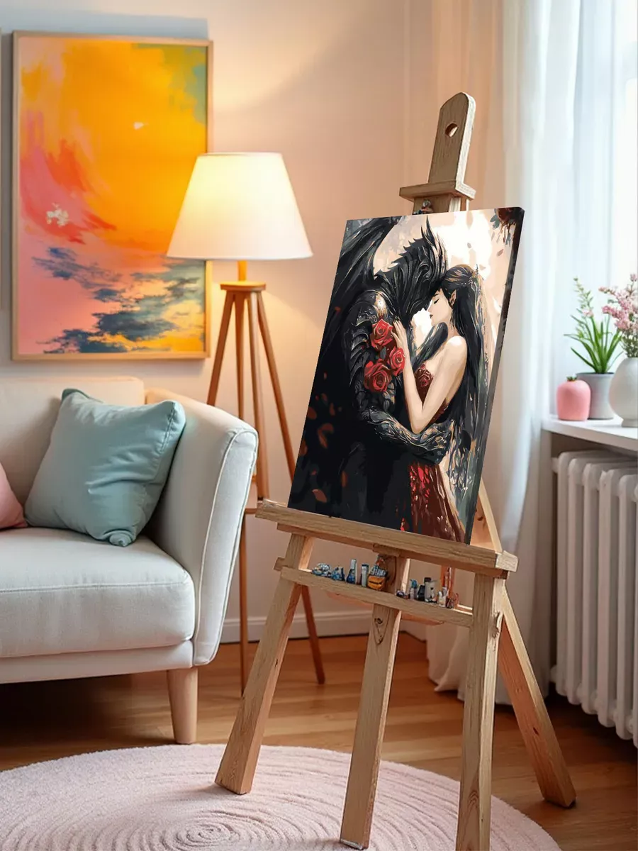 Картина по номерам «Романтика: влюбленная пара, рыцарь, розы» — картинка 10