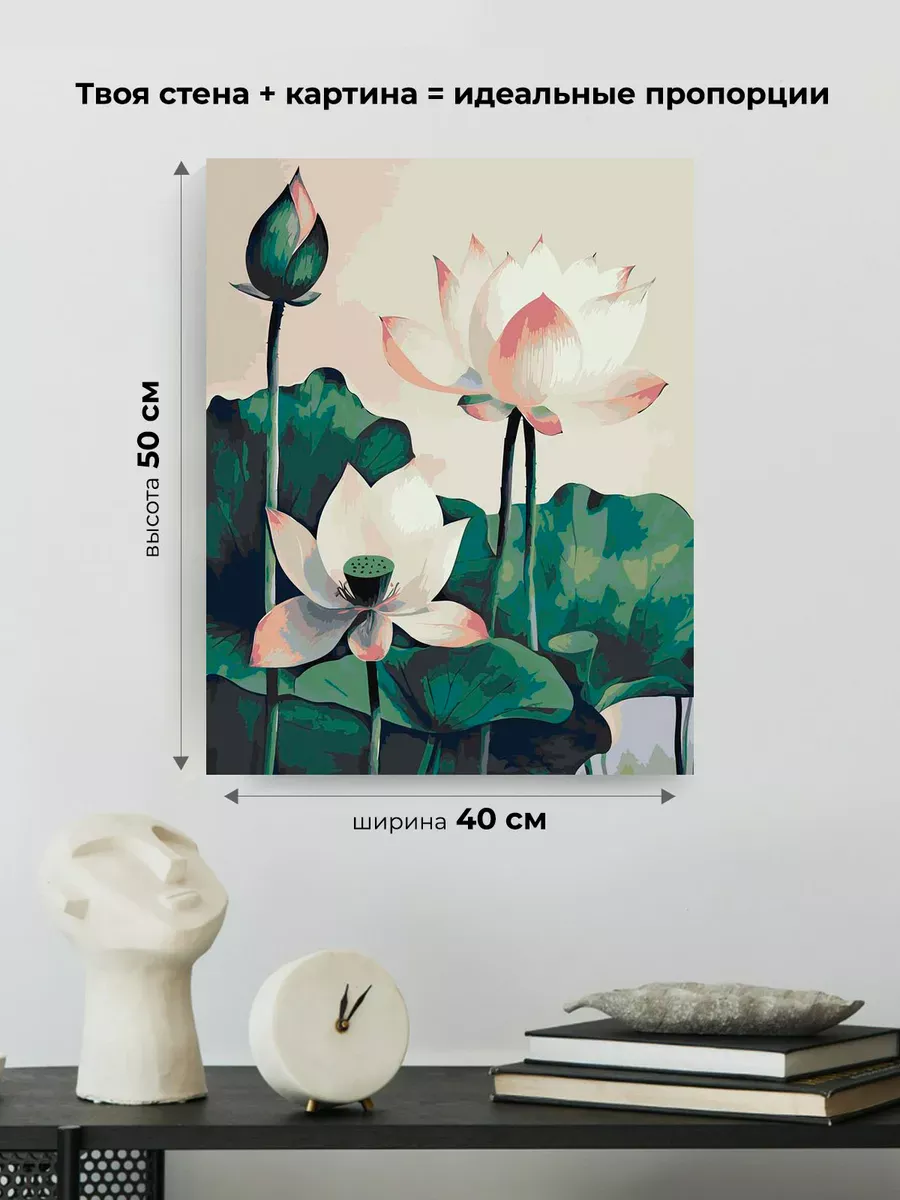 Картина по номерам «Цветы: нежные лотосы, буддизм арт» — картинка 3