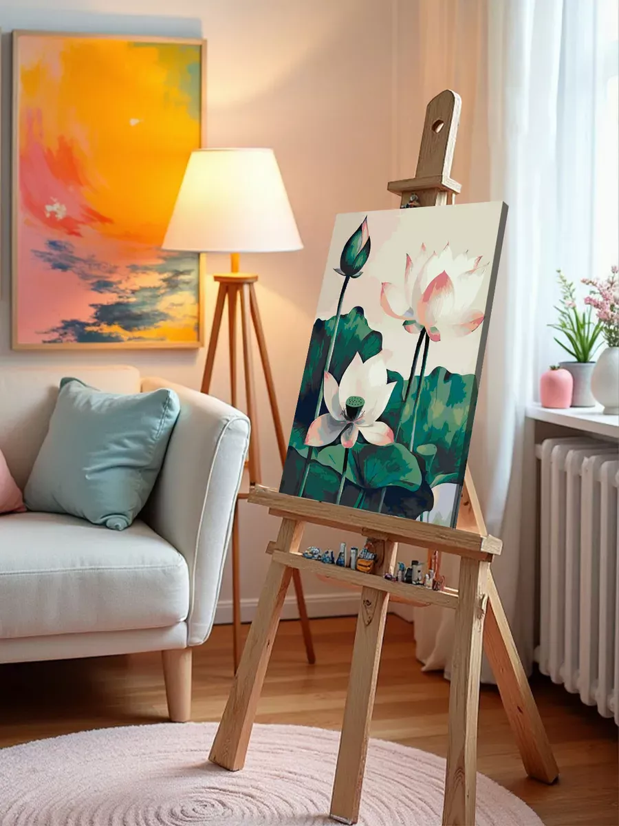 Картина по номерам «Цветы: нежные лотосы, буддизм арт» — картинка 10