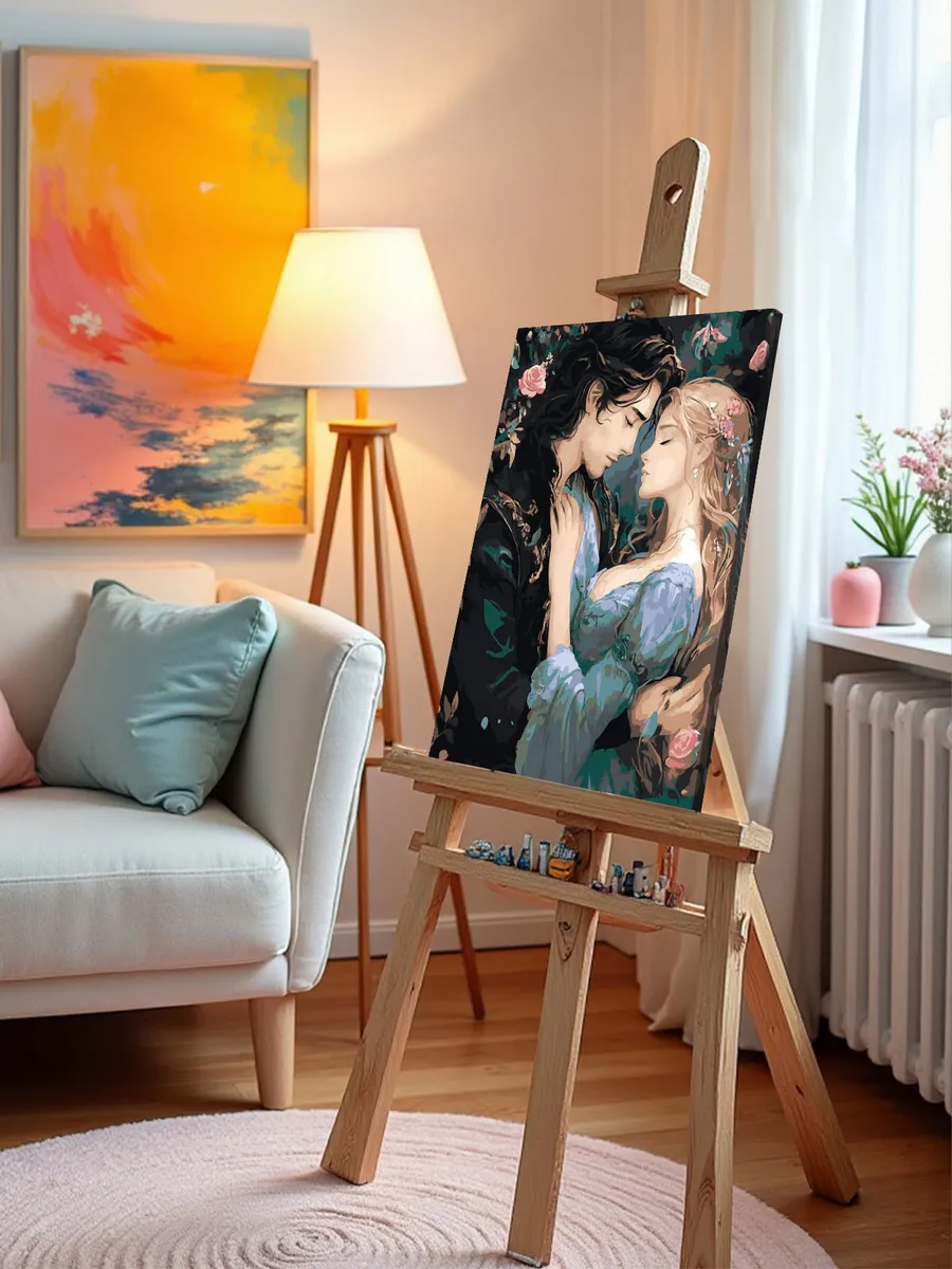 Картина по номерам «Романтика: влюбленная пара и розы» — картинка 10