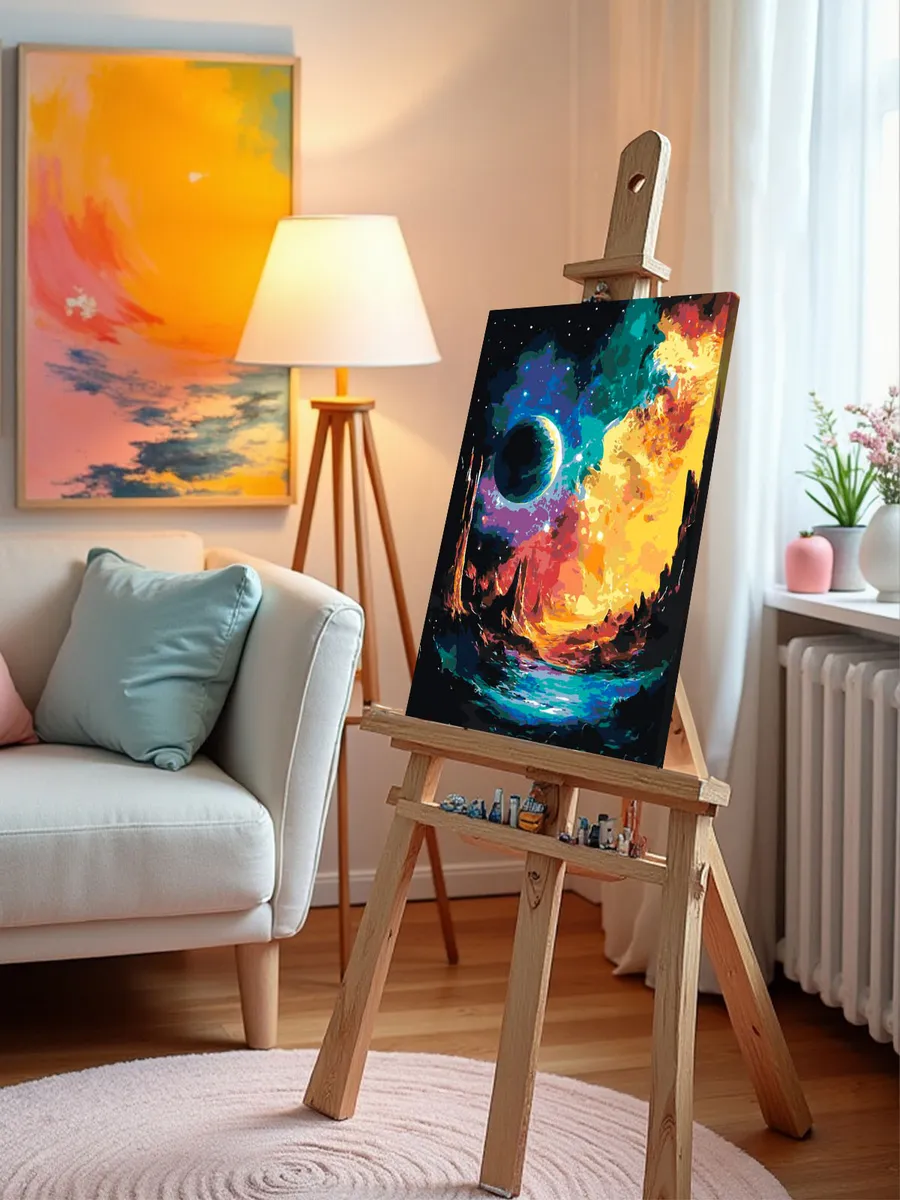 Картина по номерам «Космос: планета, горы и звезды, фэнтези» — картинка 10