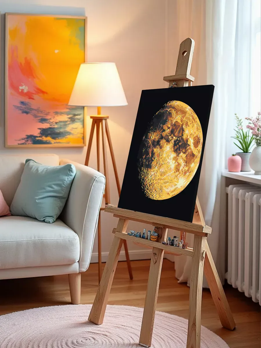 Картина по номерам «Космос: яркая луна, спутник планеты Земля» — картинка 10