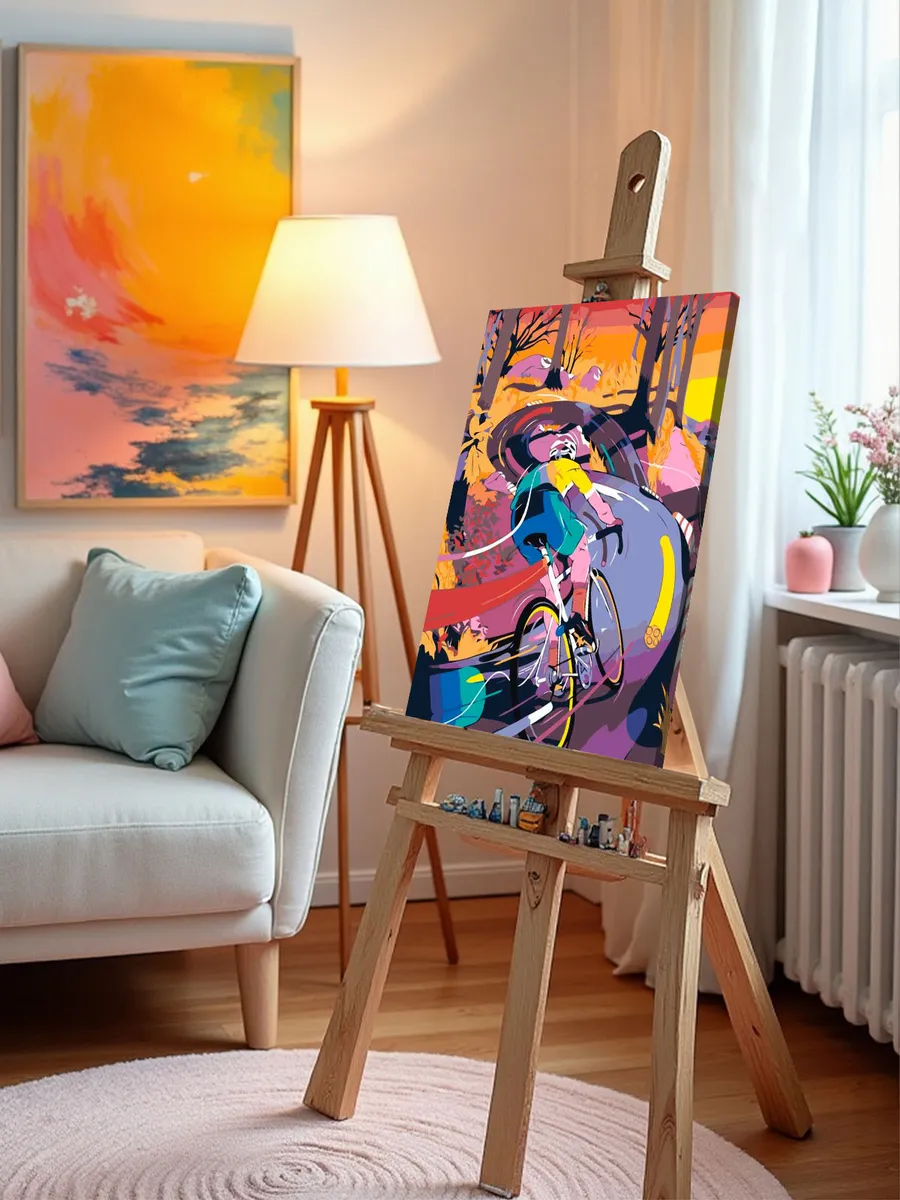 Картина по номерам «Велосипедист спортсмен, психодел арт» — картинка 9