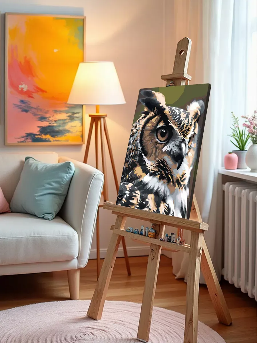 Картина по номерам «Животные: мудрая птица сова, портрет» — картинка 9