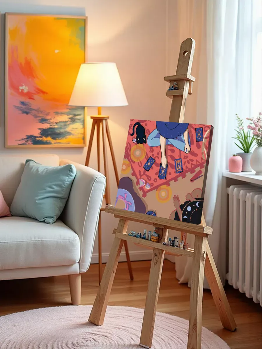 Картина по номерам «Таро, гадание: расклад на ковре, кошка» — картинка 9