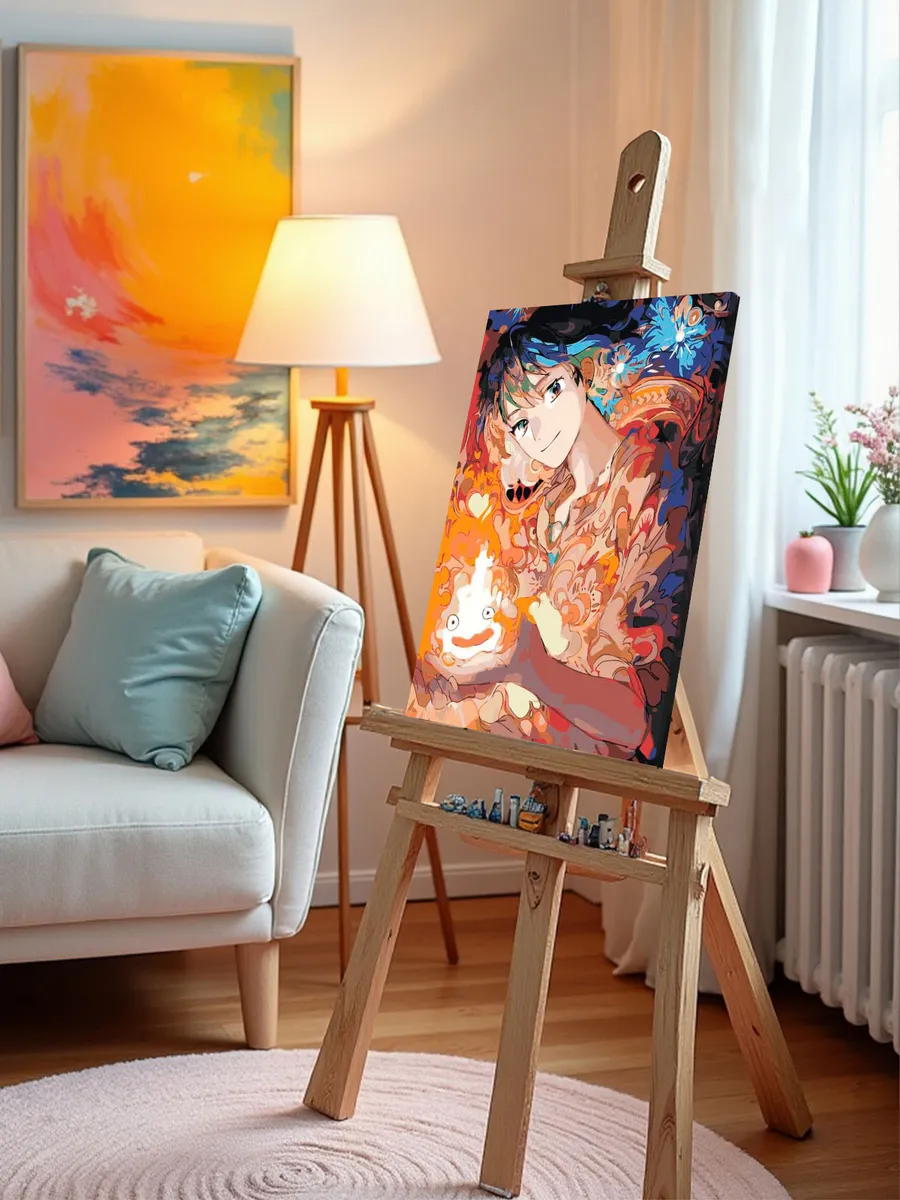 Картина по номерам «Миядзаки аниме: Ходячий замок, Кальцифер» — картинка 9