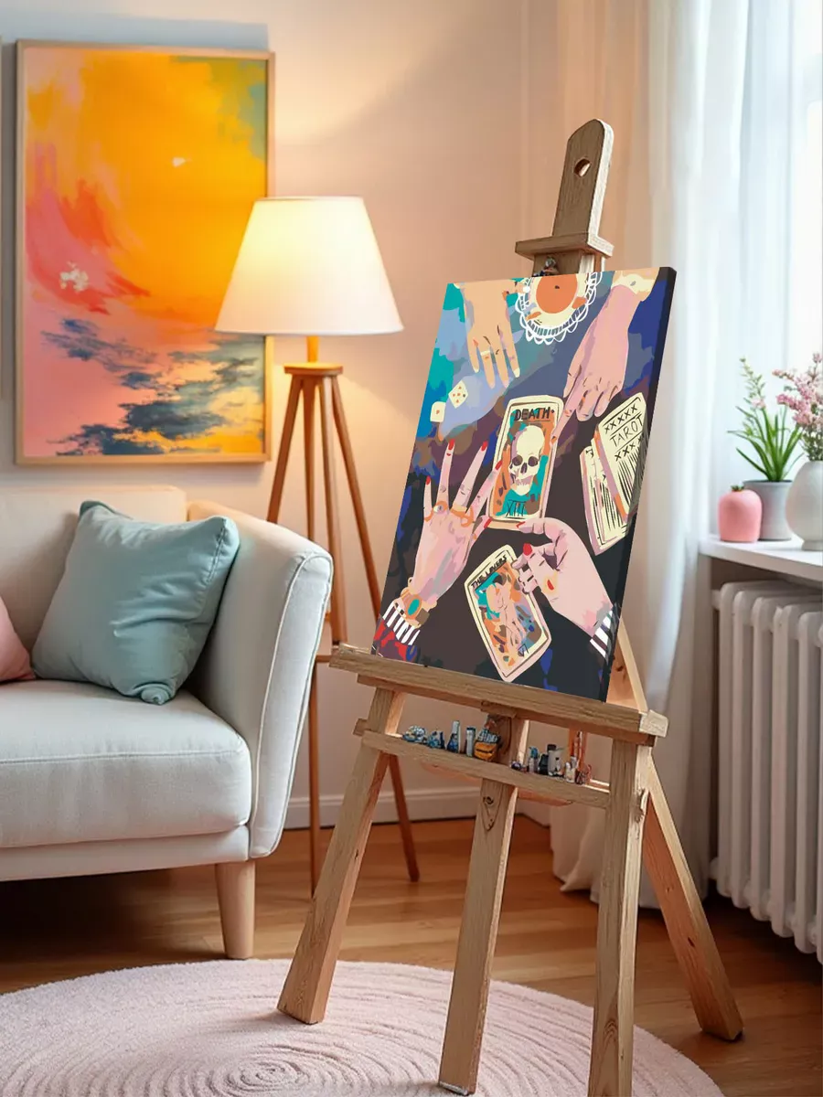 Картина по номерам «Таро, гадание: карты Влюбленные и Череп» — картинка 10