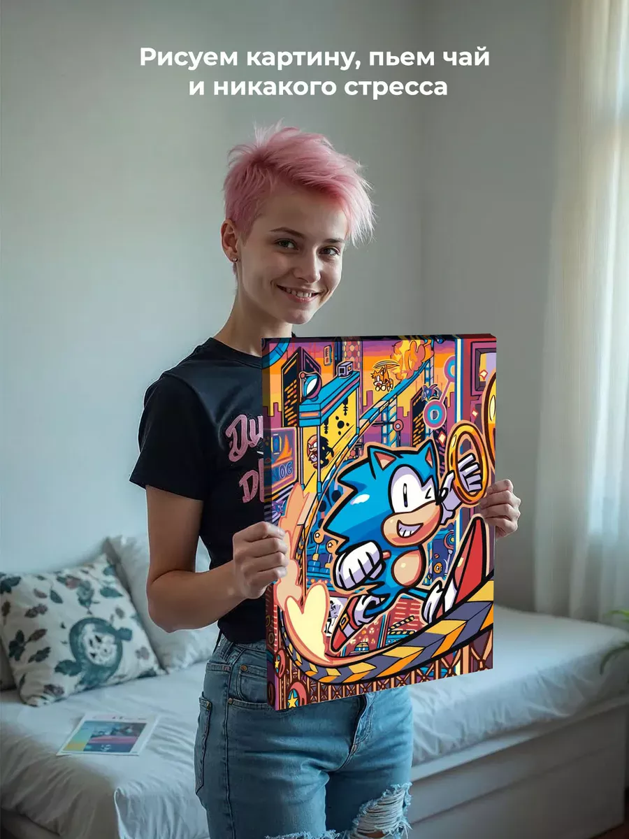 Картина по номерам «Игра Соник Sonic: ёж и кольца в городе» — картинка 7