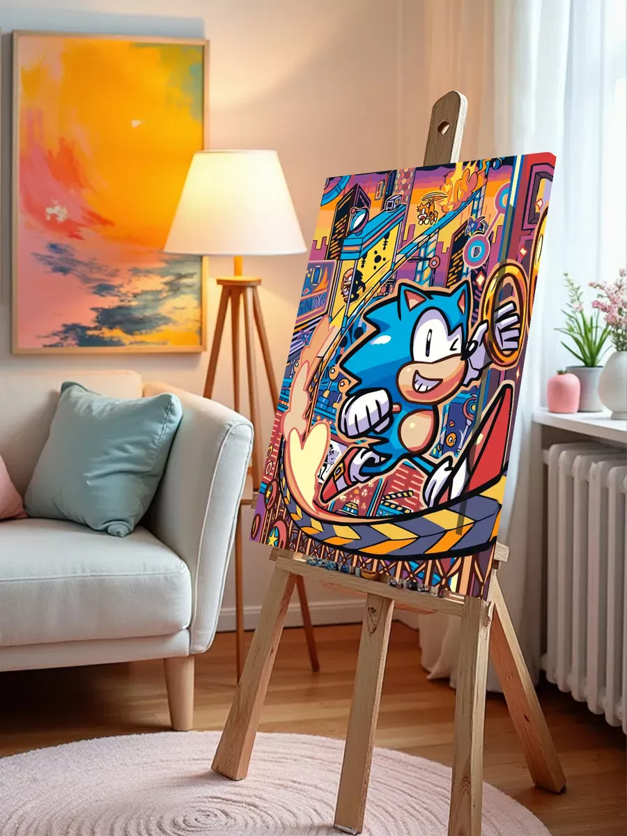 Картина по номерам «Игра Соник Sonic: ёж и кольца в городе» — картинка 10