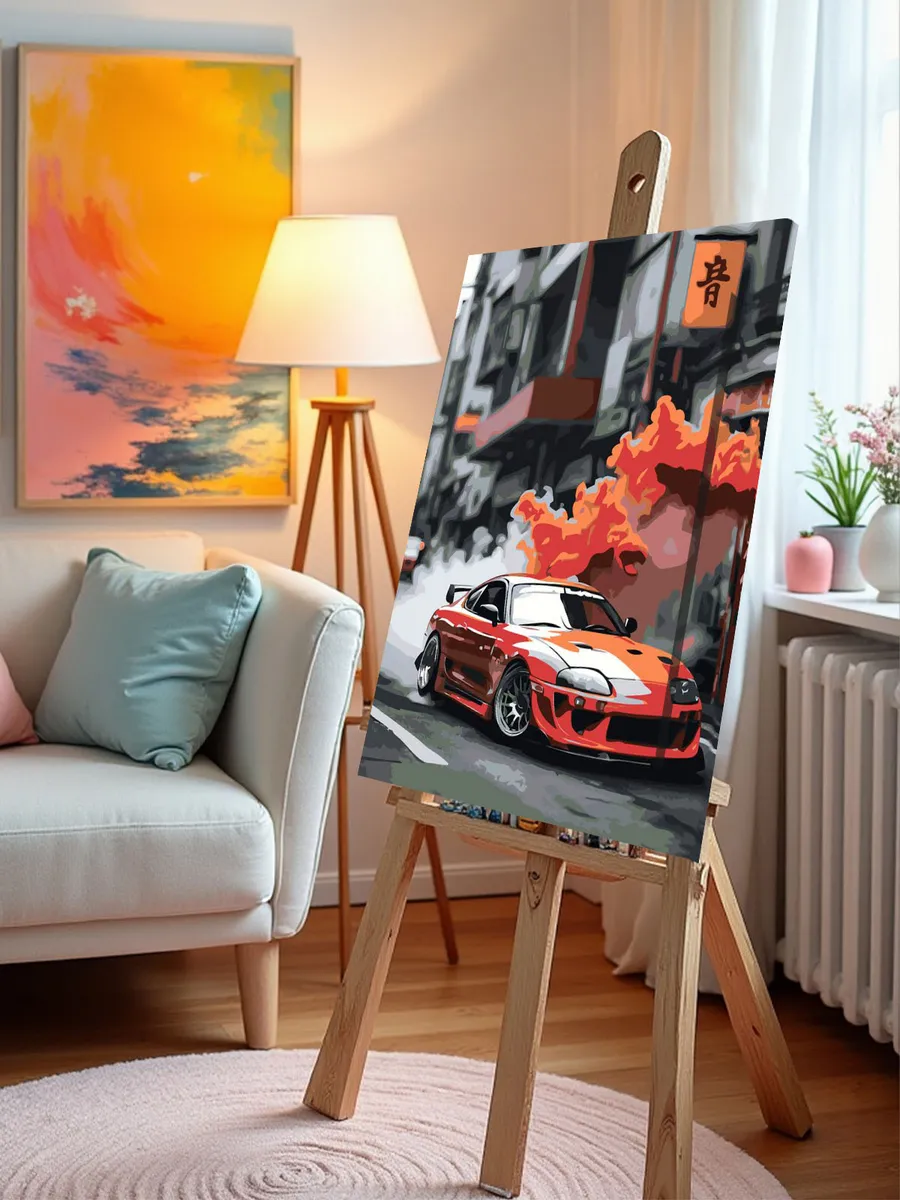 Картина по номерам «Машины: красная Тойота Супра Toyota Supra» — картинка 10