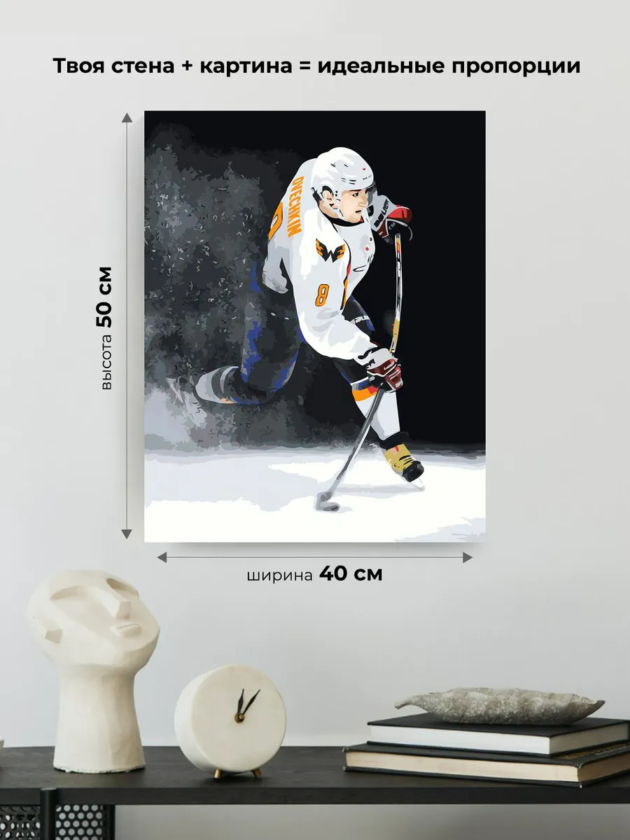 Картина по номерам «Хоккей, спорт: Овечкин с шайбой на льду» — картинка 3