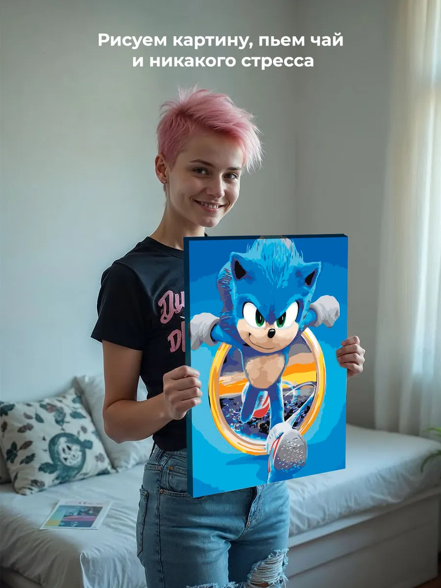 Картина по номерам «Кино Соник Sonic: ёж бежит арт, игра» — картинка 7