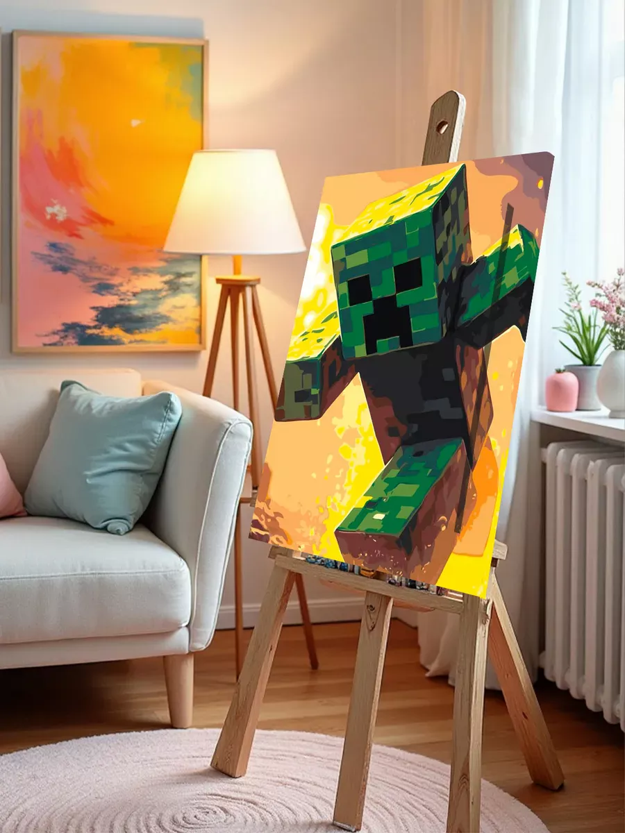 Картина по номерам «Игра Майнкрафт Minecraft: Крипер арт» — картинка 10