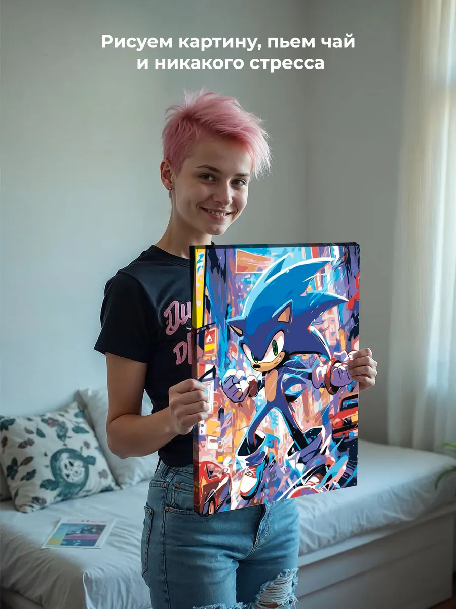 Картина по номерам «Игра Соник Sonic: ёж в городе арт» — картинка 7