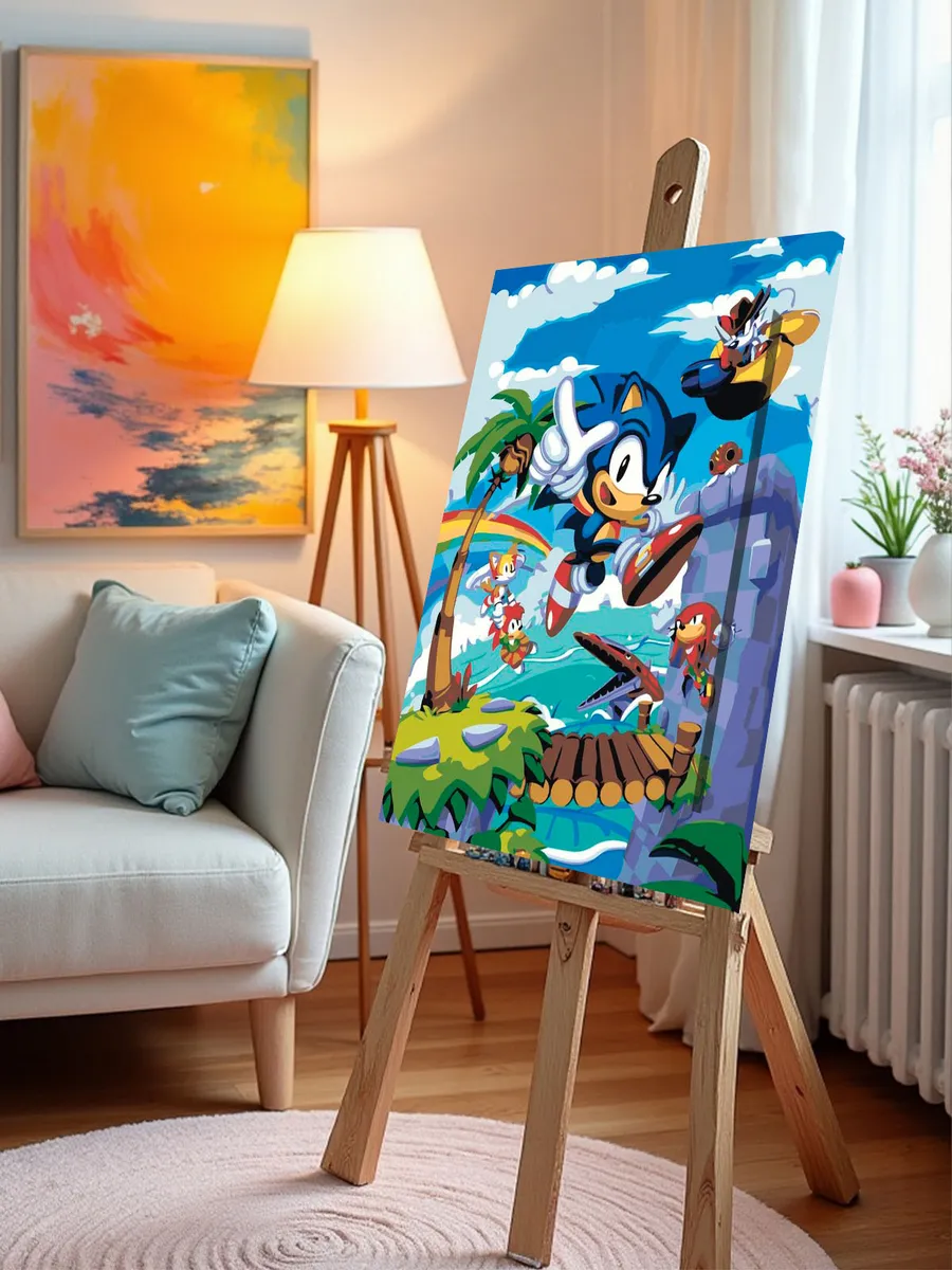 Картина по номерам «Игра Соник Sonic: ёж в тропиках арт» — картинка 10