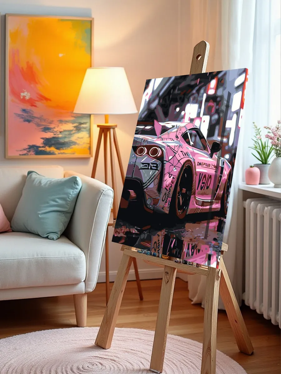 Картина по номерам «Машины: розовая Тойота Супра Toyota Supra» — картинка 10