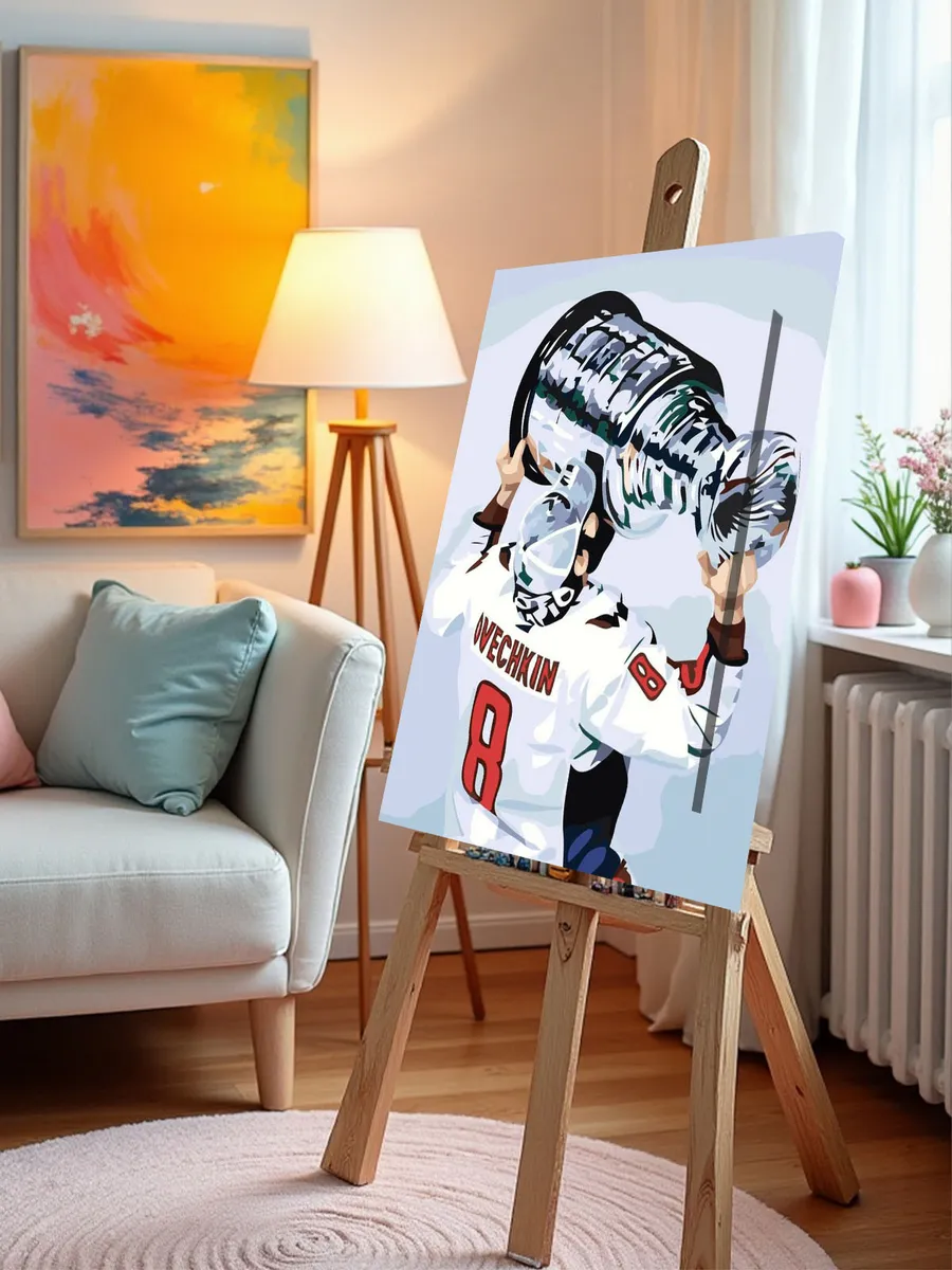 Картина по номерам «Хоккей, спорт: Овечкин с кубком на льду» — картинка 10