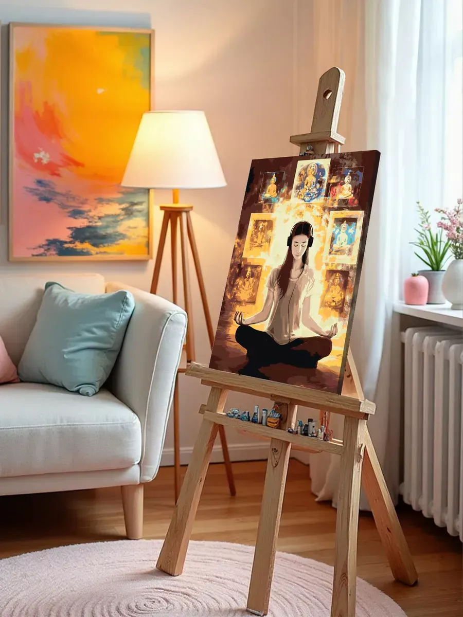 Картина по номерам Медитация йога девушка в наушниках — картинка 10