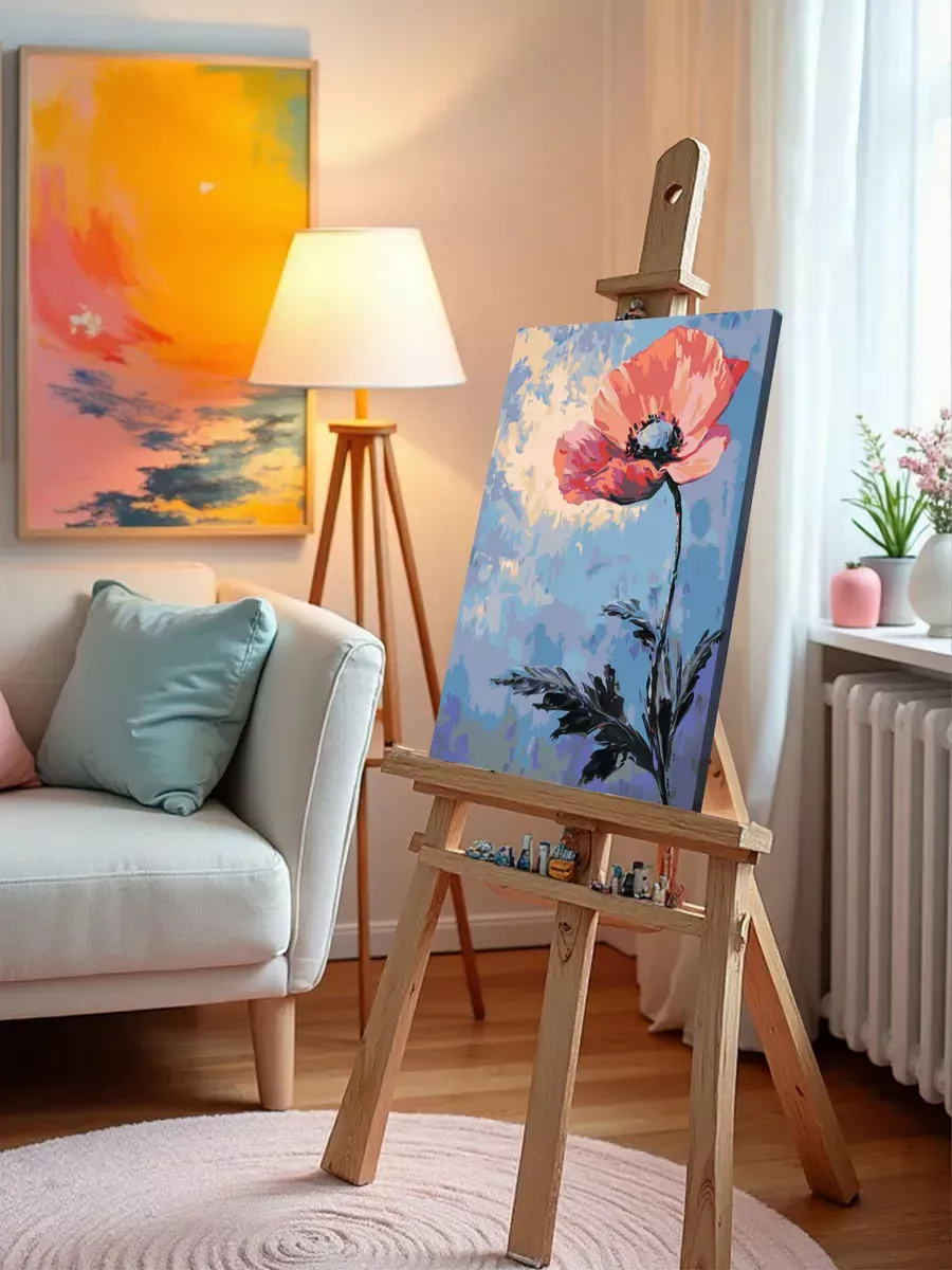 Картина по номерам Цветы красный мак минимализм арт — картинка 10