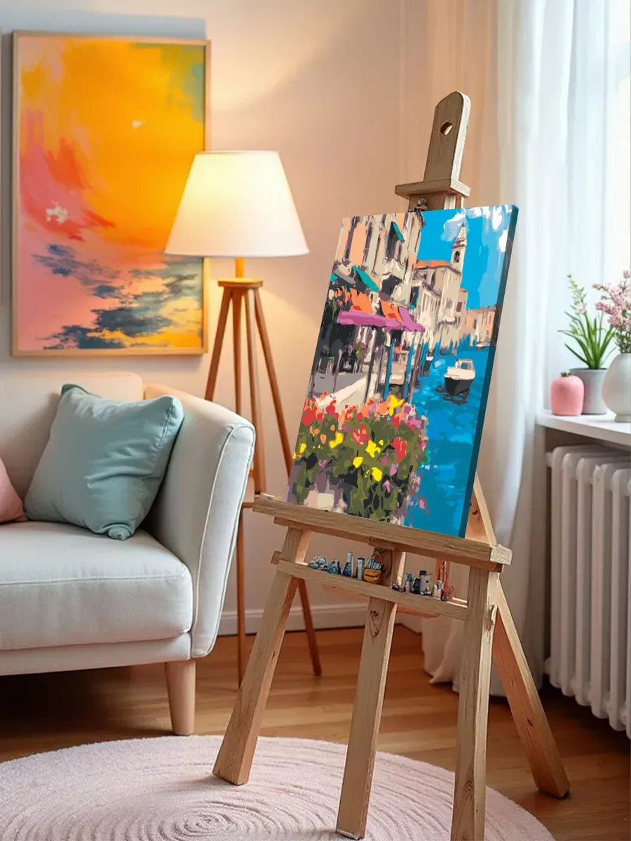 Картина по номерам Пейзаж Венеция Италия с цветами — картинка 10