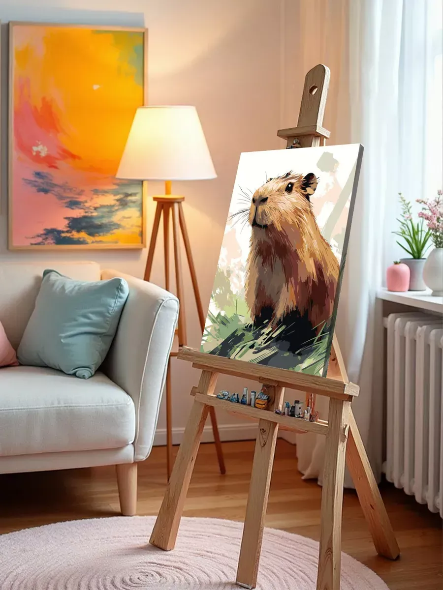 Картина по номерам Животные милая капибара в траве — картинка 10