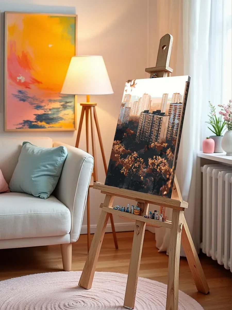 Картина по номерам Панельки родные осень в городе — картинка 9