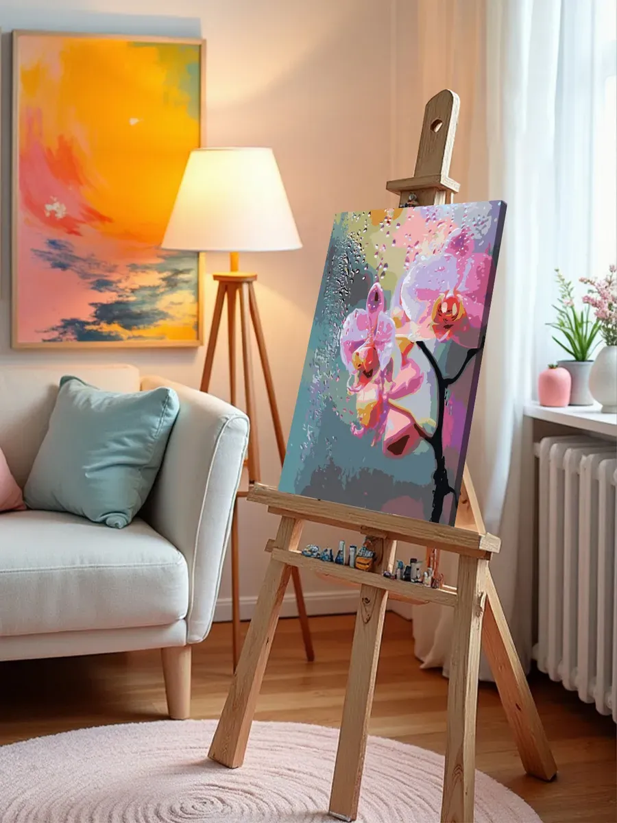 Картина по номерам Цветы розовая орхидея и капли — картинка 10