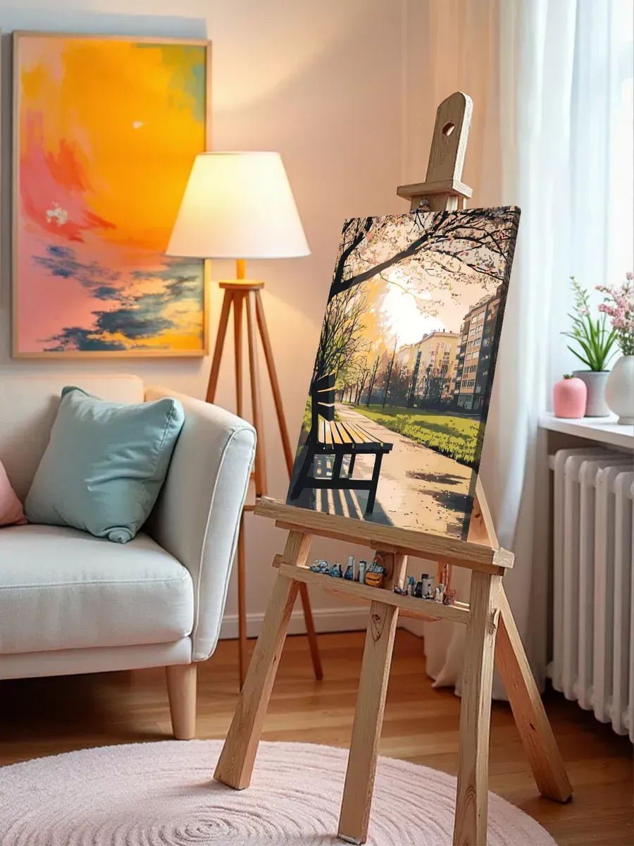 Картина по номерам Панельки родные весна в городе — картинка 9