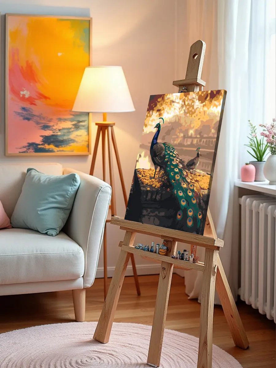 Картина по номерам Птицы павлины в осеннем парке — картинка 10