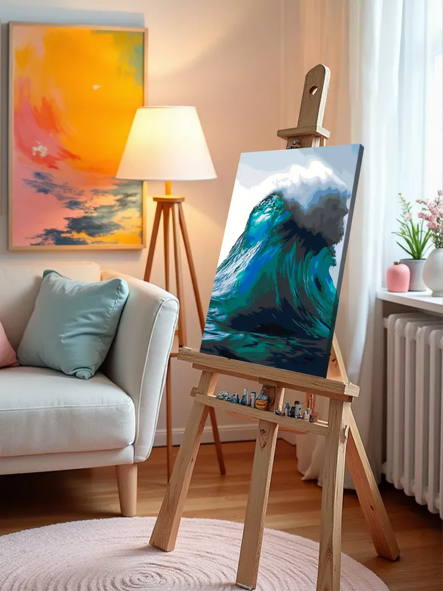 Картина по номерам Большая красивая волна на море — картинка 10