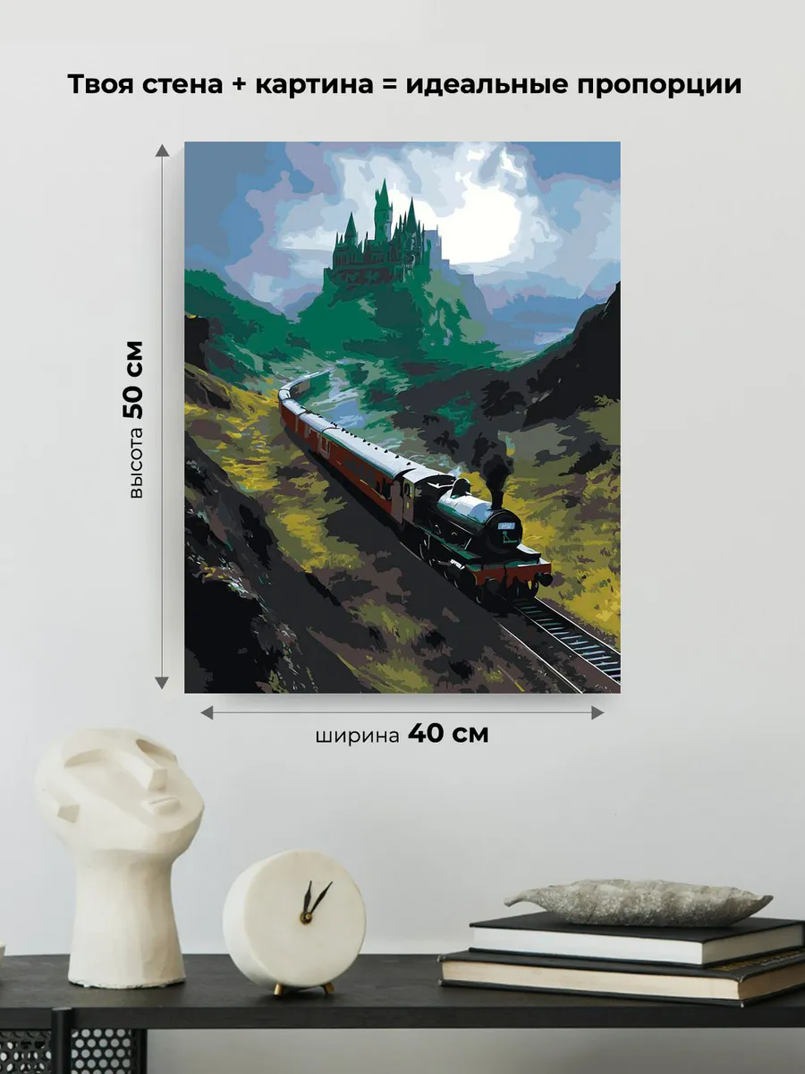 Картина по номерам Гарри Поттер поезд и замок Хогвартс — картинка 3