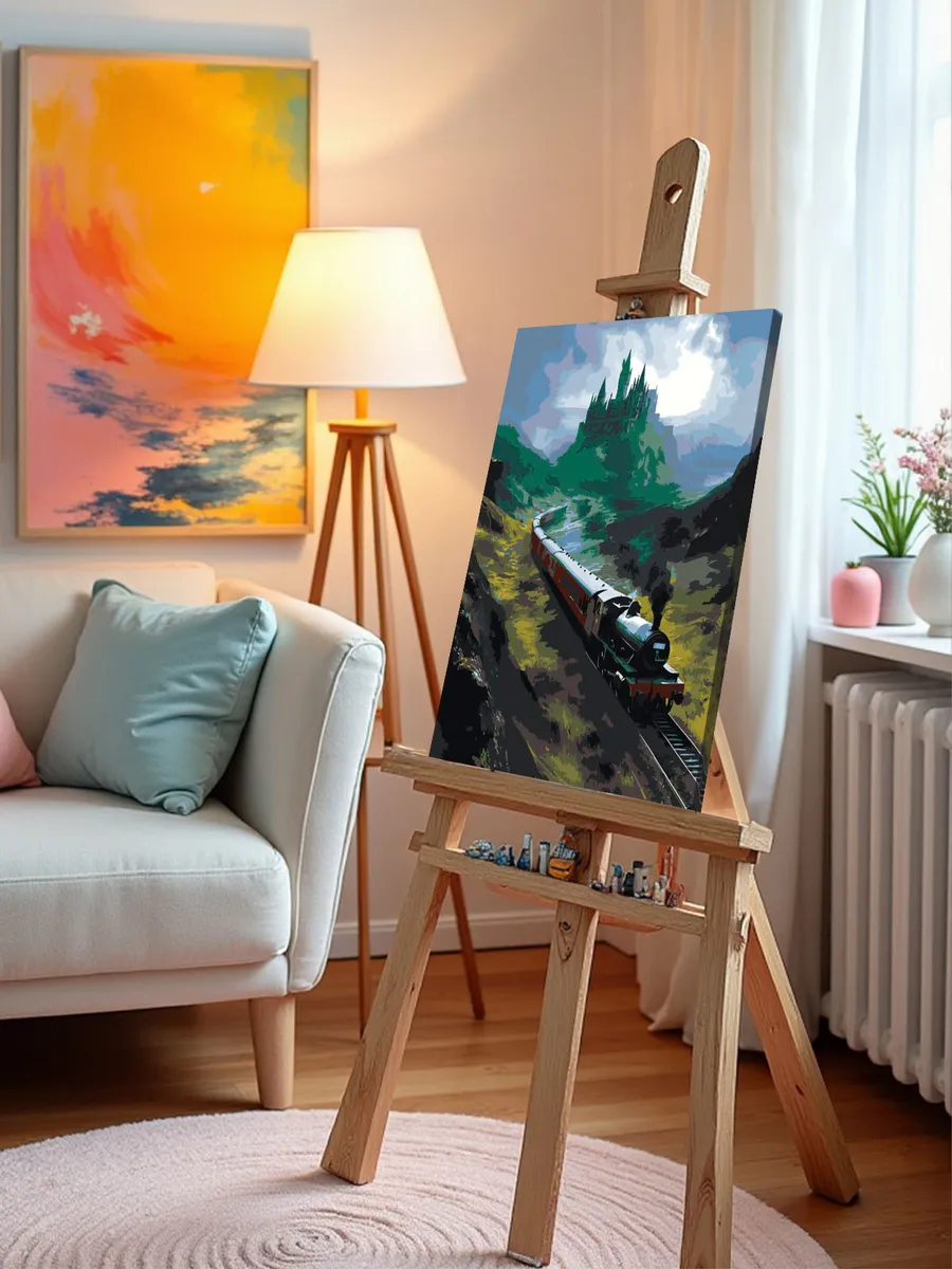 Картина по номерам Гарри Поттер поезд и замок Хогвартс — картинка 9