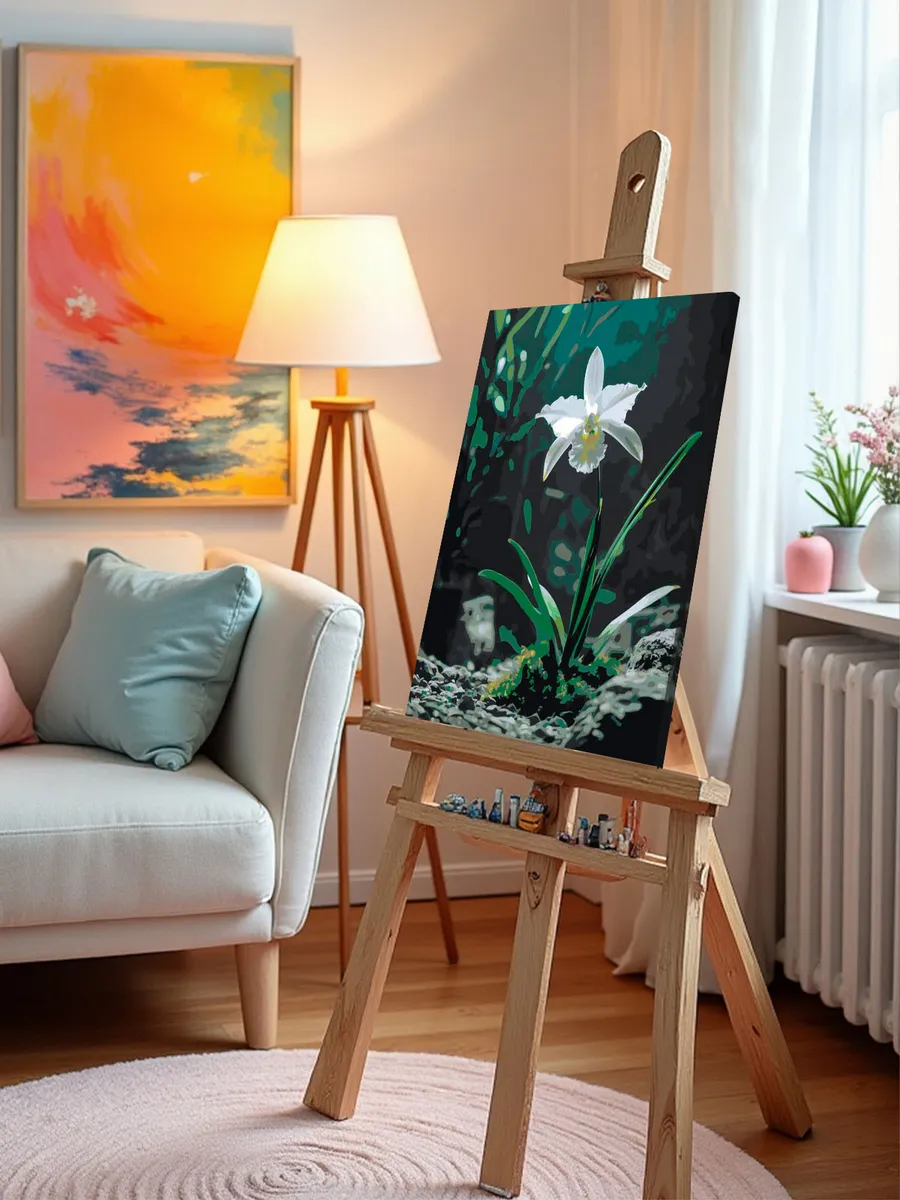 Картина по номерам Цветок белая тропическая орхидея — картинка 10