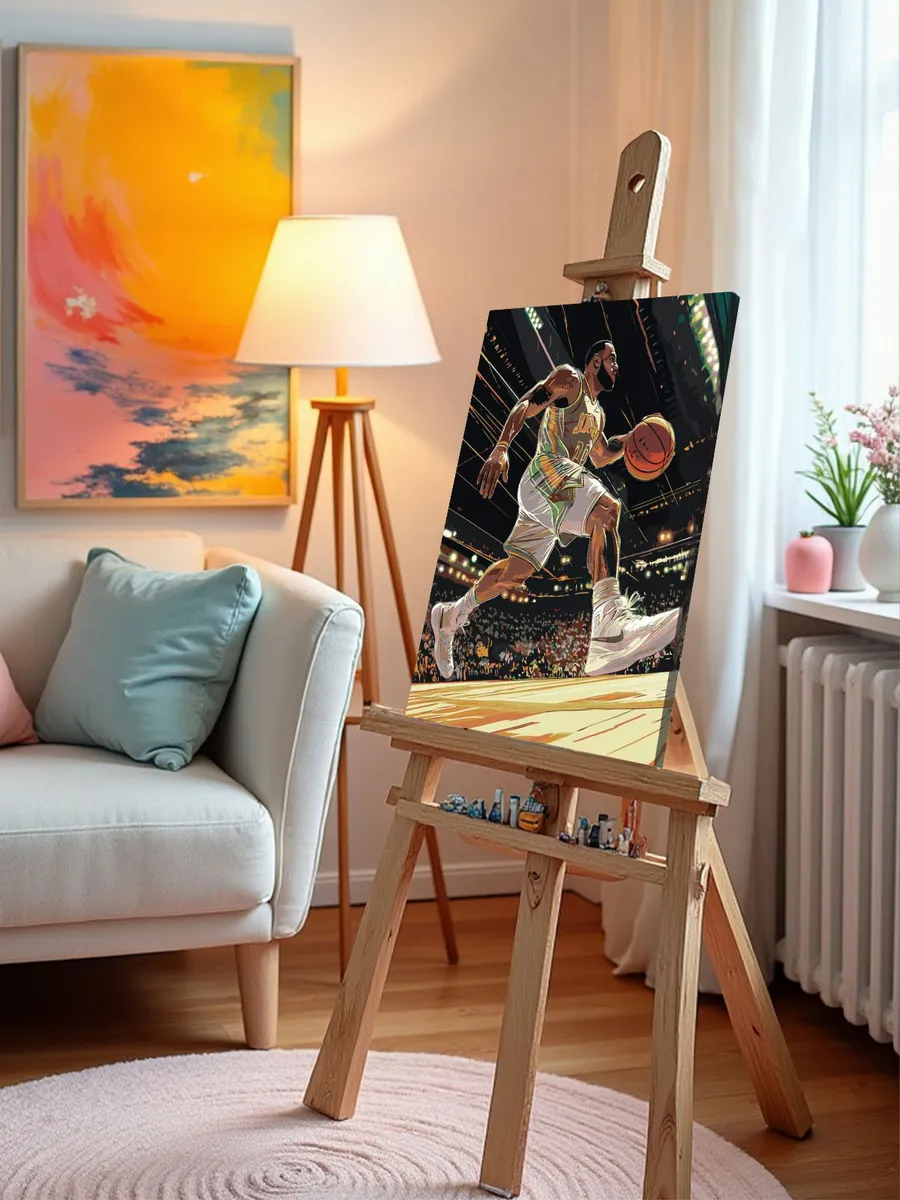 Картина по номерам Баскетбол Леброн Джеймс с мячом — картинка 10