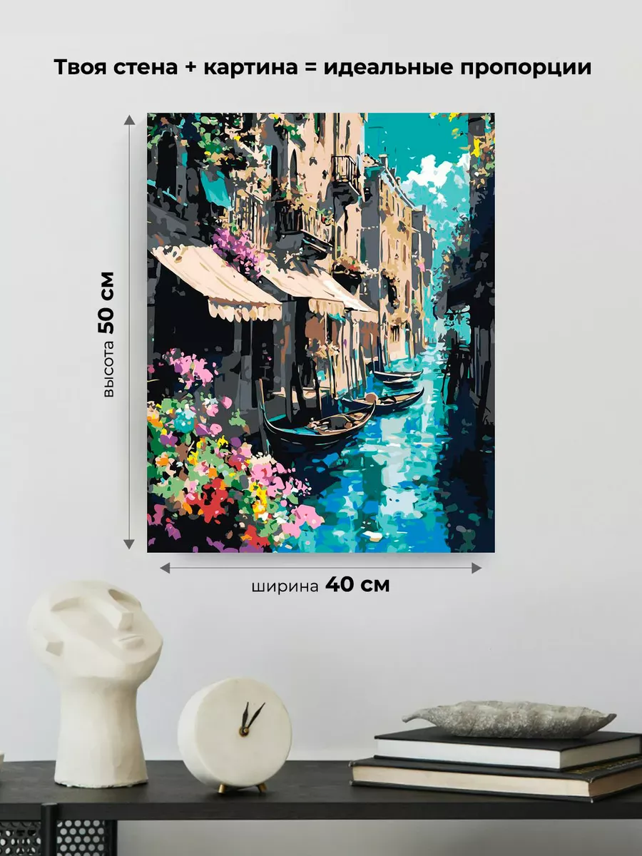 Картина по номерам Италия Венеция лодки и дома с цветами — картинка 3