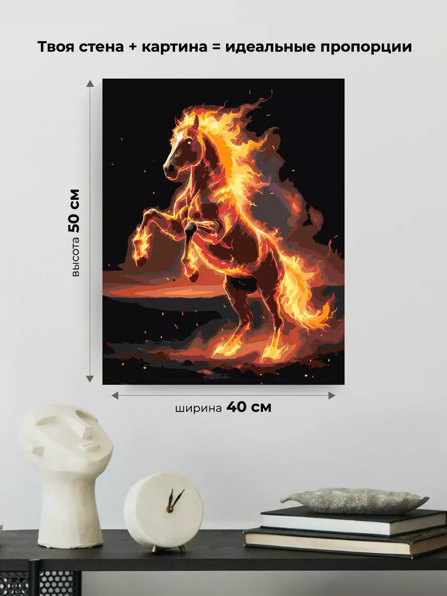 Картина по номерам Красная огненная лошадь Символ года — картинка 3
