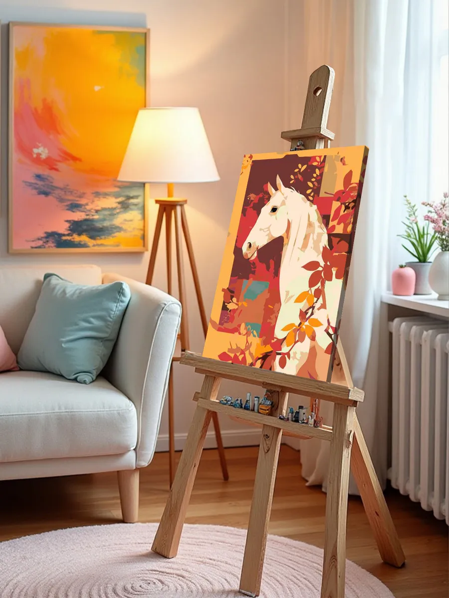 Картина по номерам Лошадь в осенних листьях Символ года — картинка 10