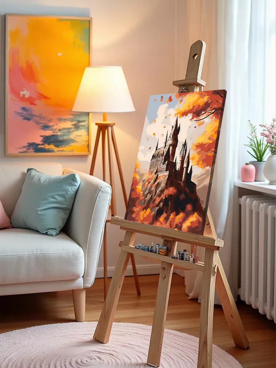 Картина по номерам Гарри Поттер замок Хогвартс осенью — картинка 10