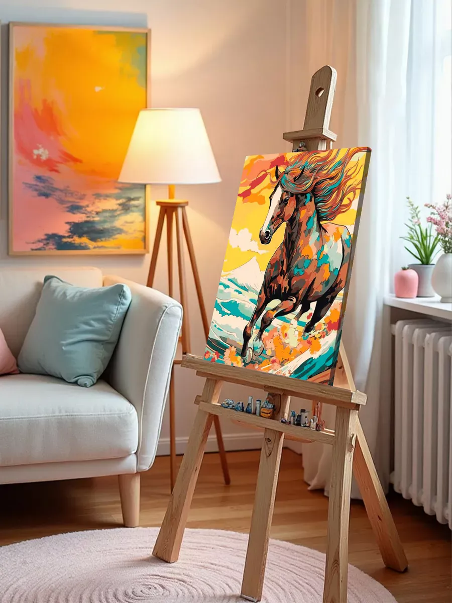 Картина по номерам Разноцветная лошадь арт Символ года — картинка 10