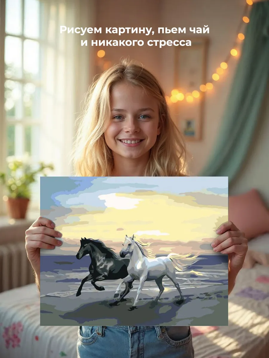 Картина по номерам «Чёрная и белая» — картинка 6